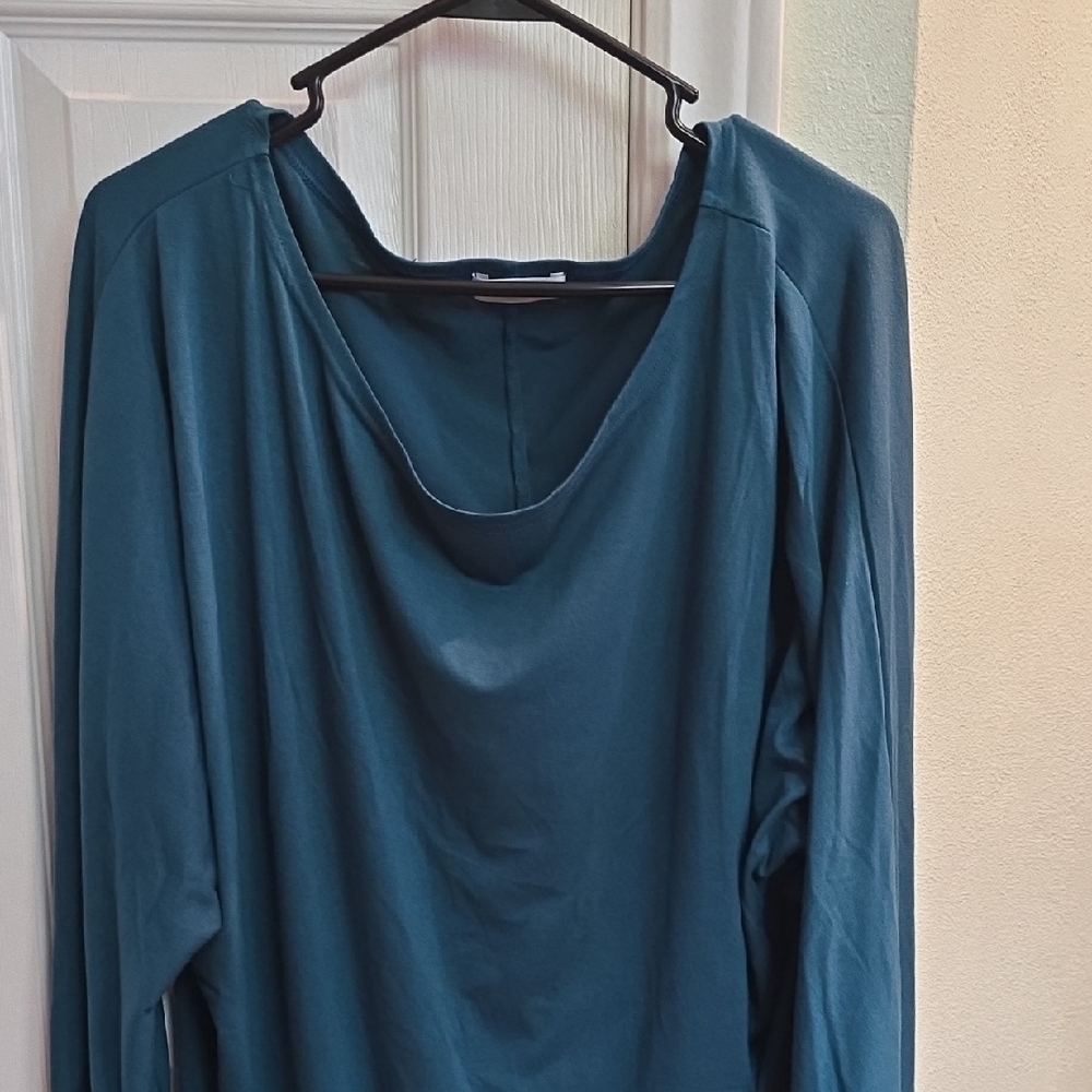Elegant Teal Drape Neck Top